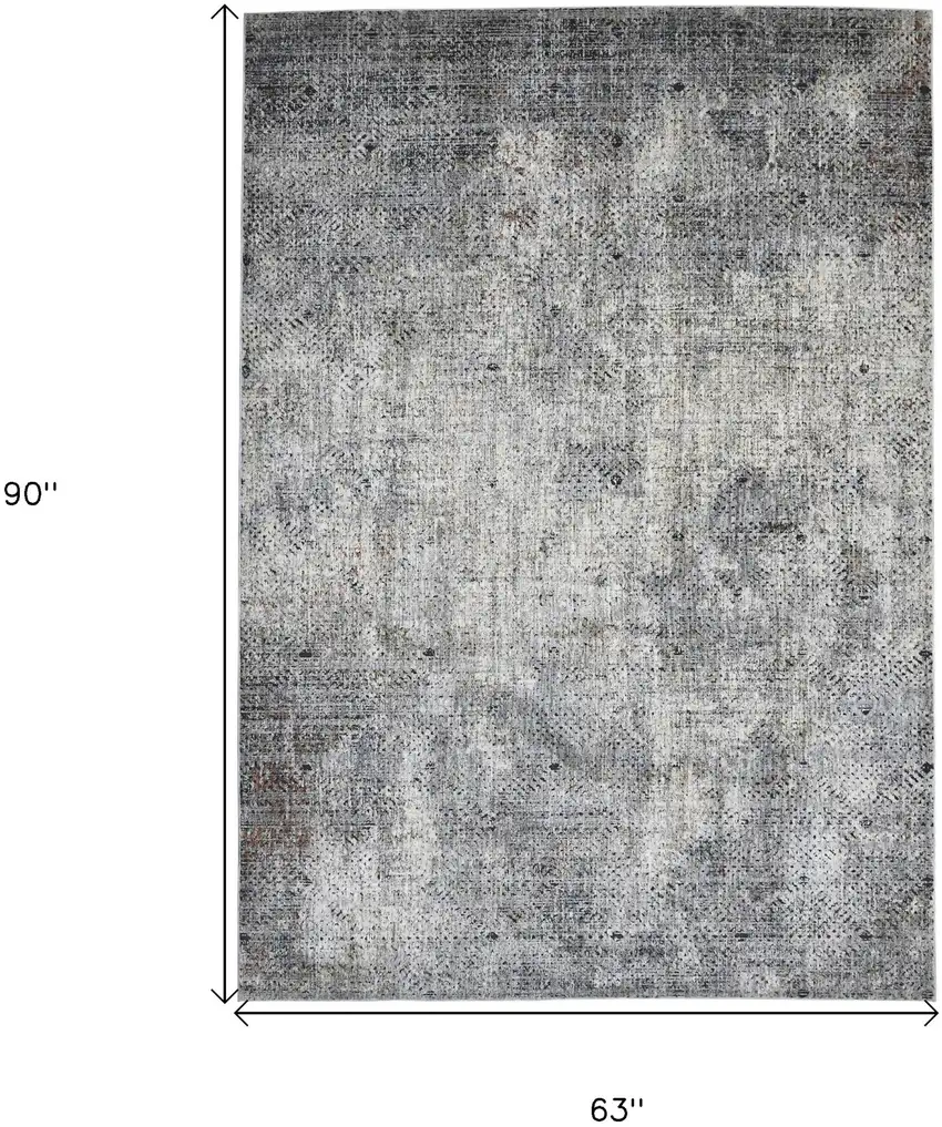 Gray and Ivory Abstract Power Loom Area Rug Photo 6