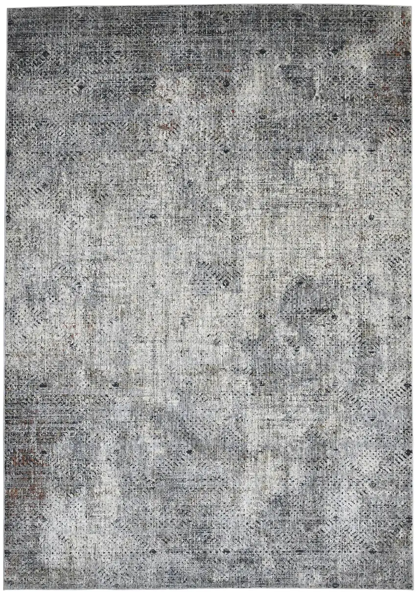 Gray and Ivory Abstract Power Loom Area Rug Photo 1