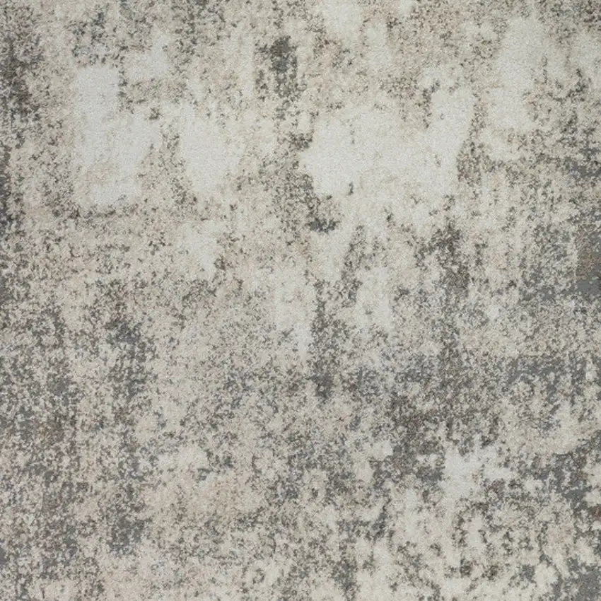 Gray and Ivory Abstract Power Loom Area Rug Photo 5