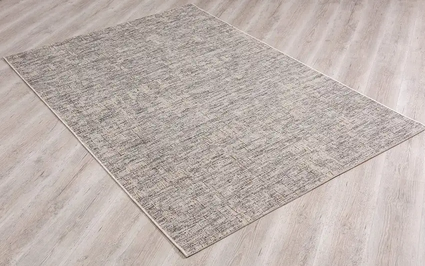 Gray and Ivory Abstract Power Loom Area Rug Photo 6