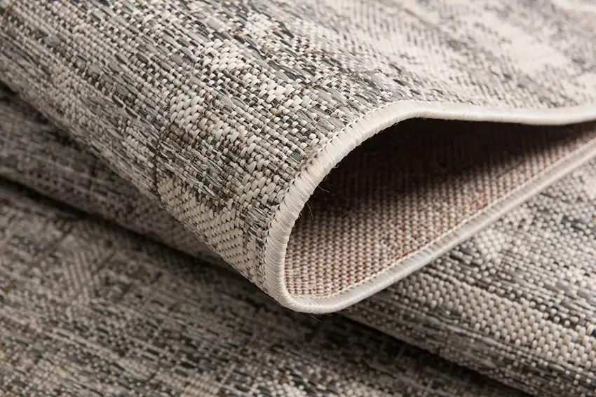 Gray and Ivory Abstract Power Loom Area Rug Photo 5