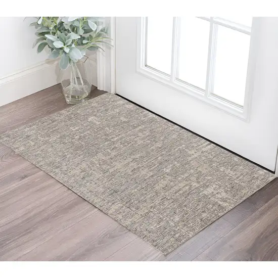 Gray and Ivory Abstract Power Loom Area Rug Photo 1
