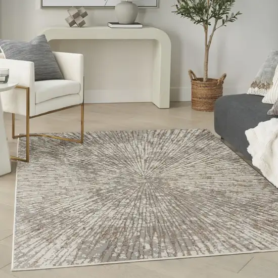 Gray And Ivory Abstract Area Rug Photo 4
