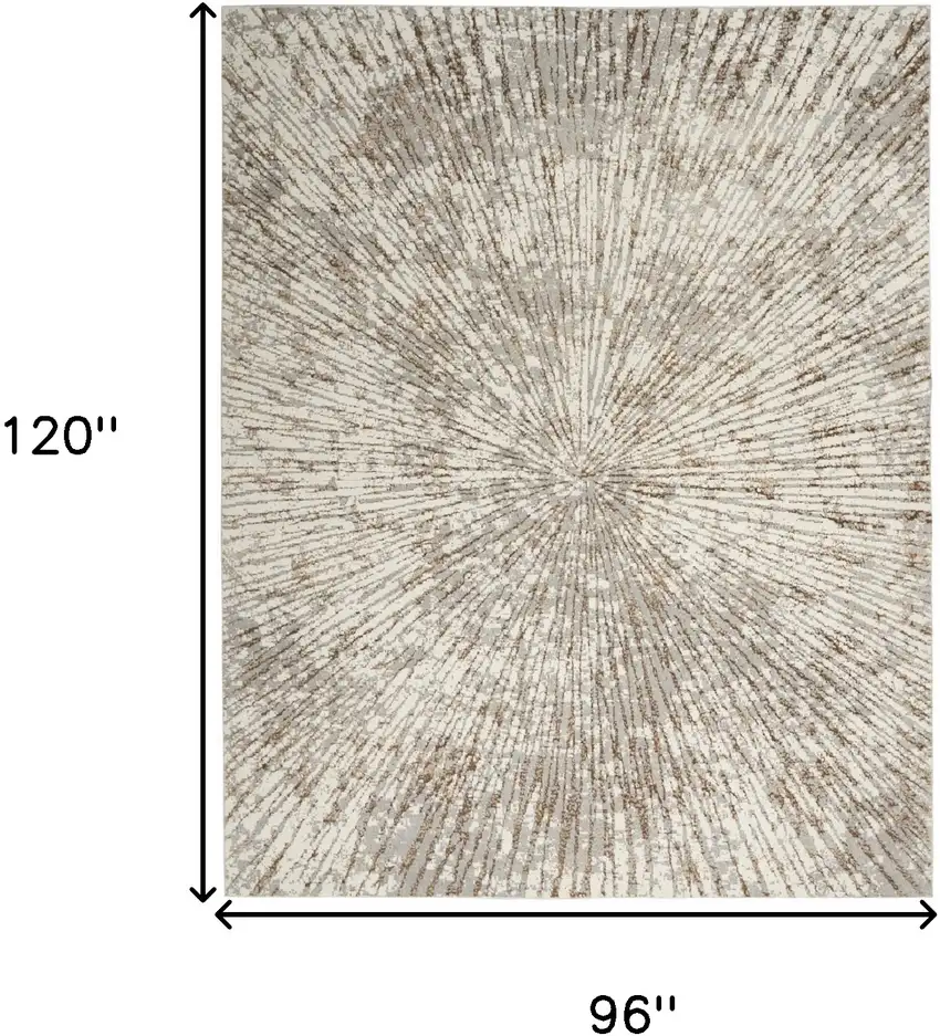 Gray and Ivory Abstract Power Loom Area Rug Photo 3