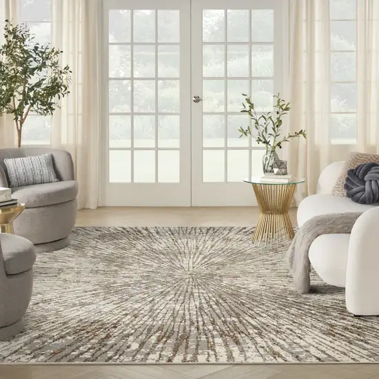 Gray And Ivory Abstract Area Rug Photo 2