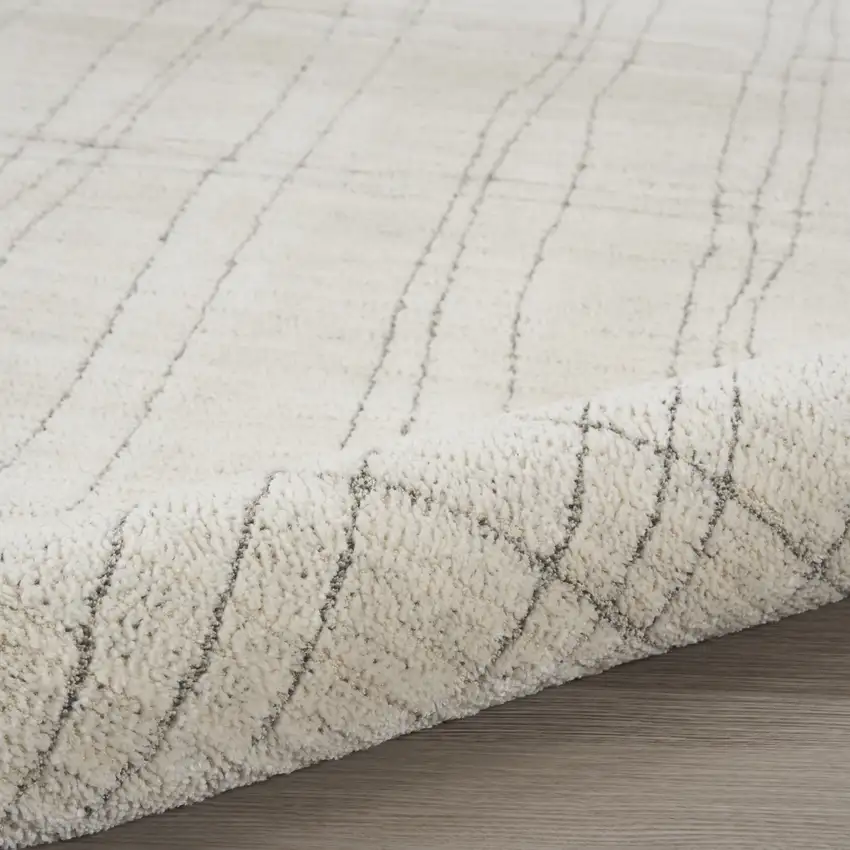 Gray and Ivory Abstract Power Loom Area Rug Photo 7