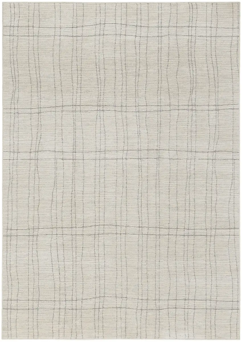 Gray and Ivory Abstract Power Loom Area Rug Photo 2