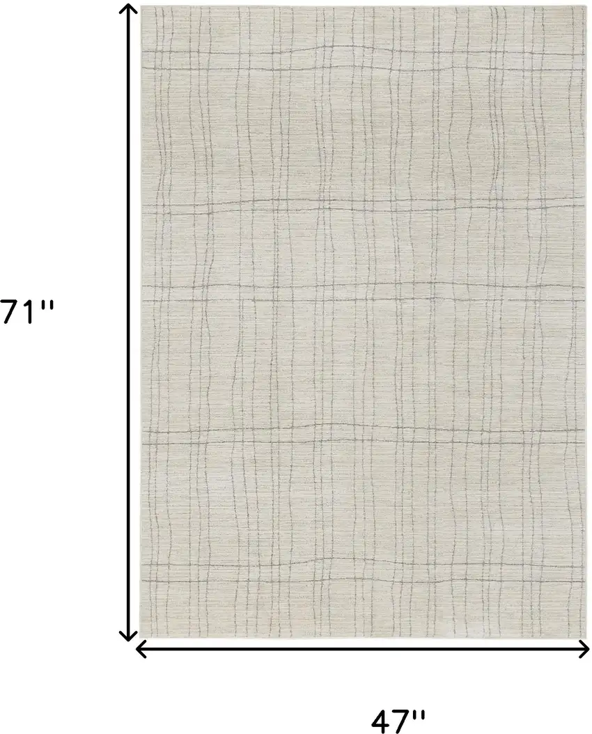Gray and Ivory Abstract Power Loom Area Rug Photo 3