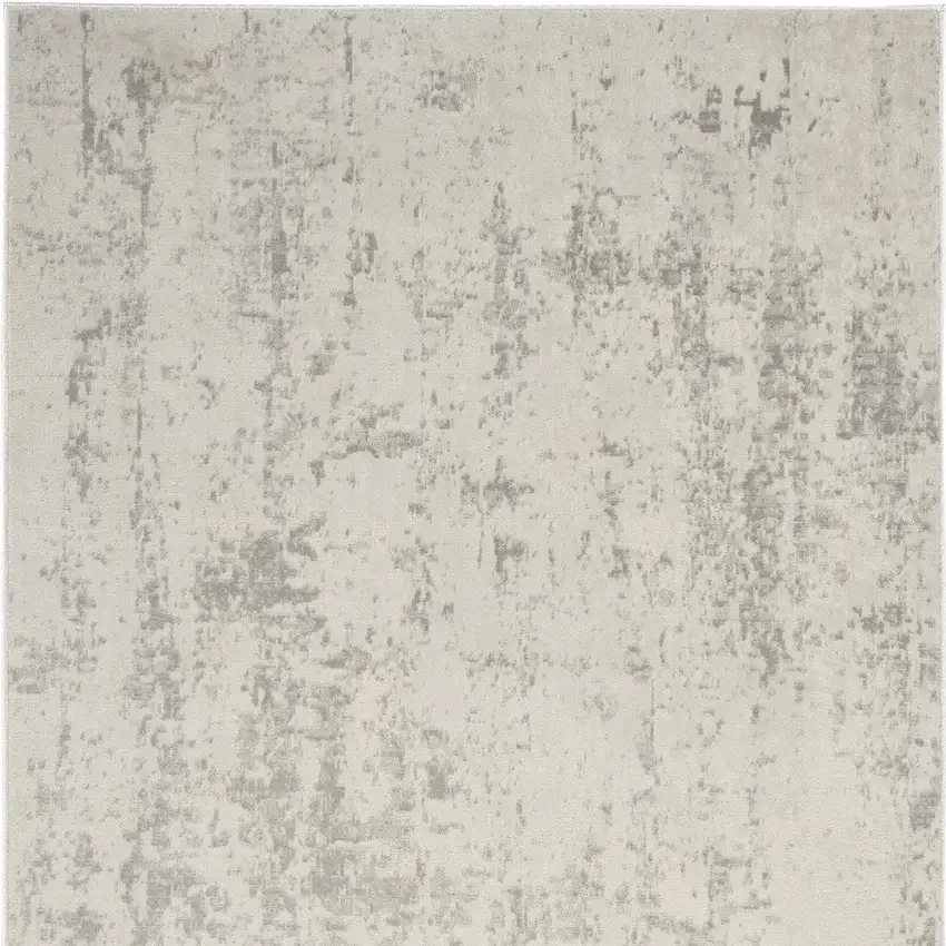 Gray and Ivory Abstract Power Loom Area Rug Photo 5