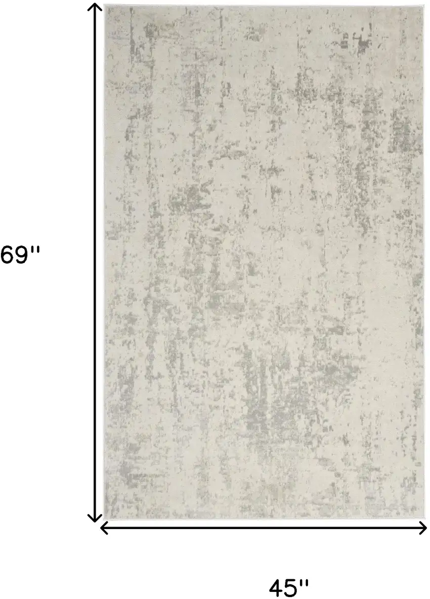 Gray and Ivory Abstract Power Loom Area Rug Photo 3