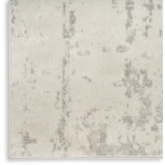 Gray and Ivory Abstract Power Loom Area Rug Photo 8