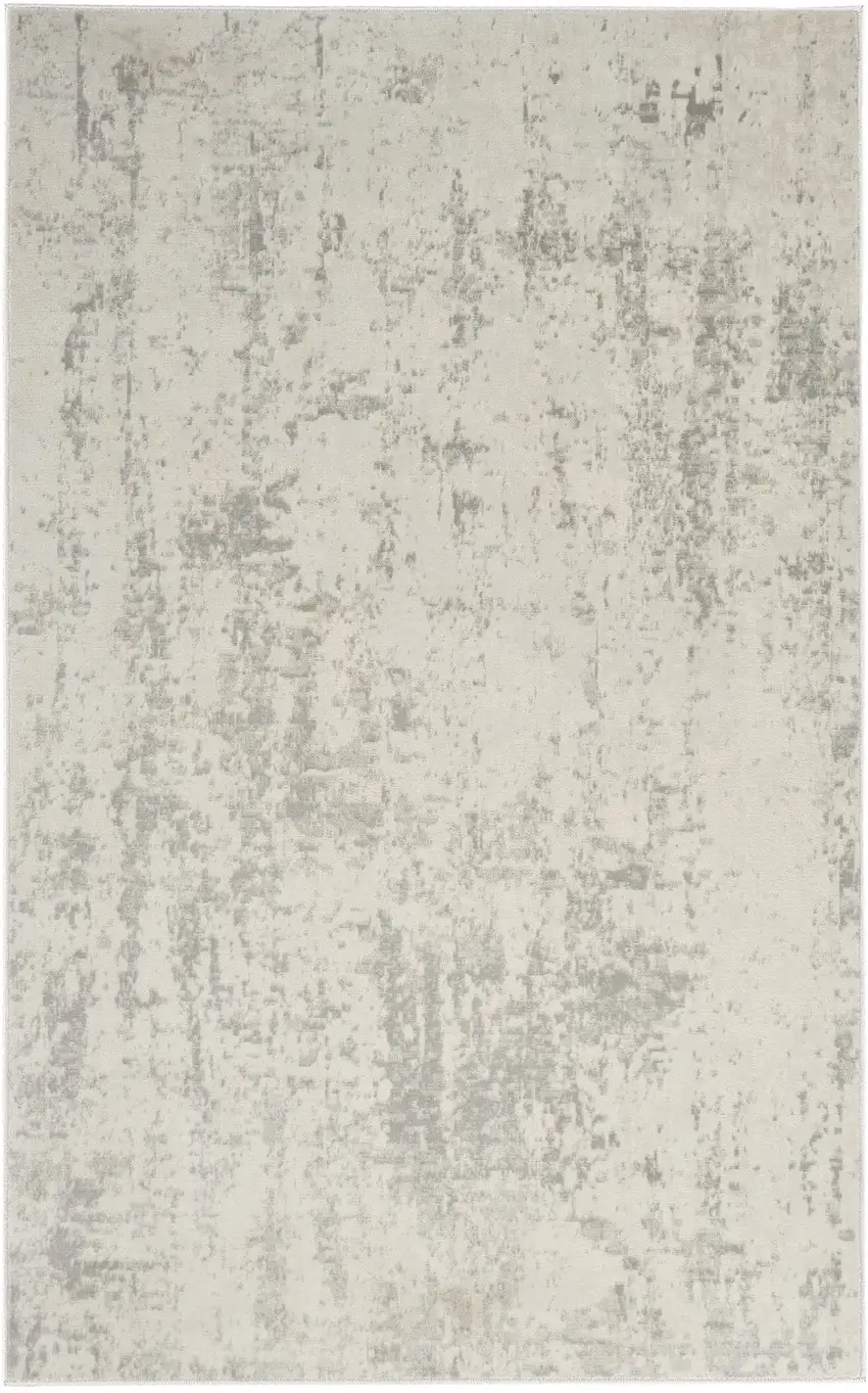Gray and Ivory Abstract Power Loom Area Rug Photo 2