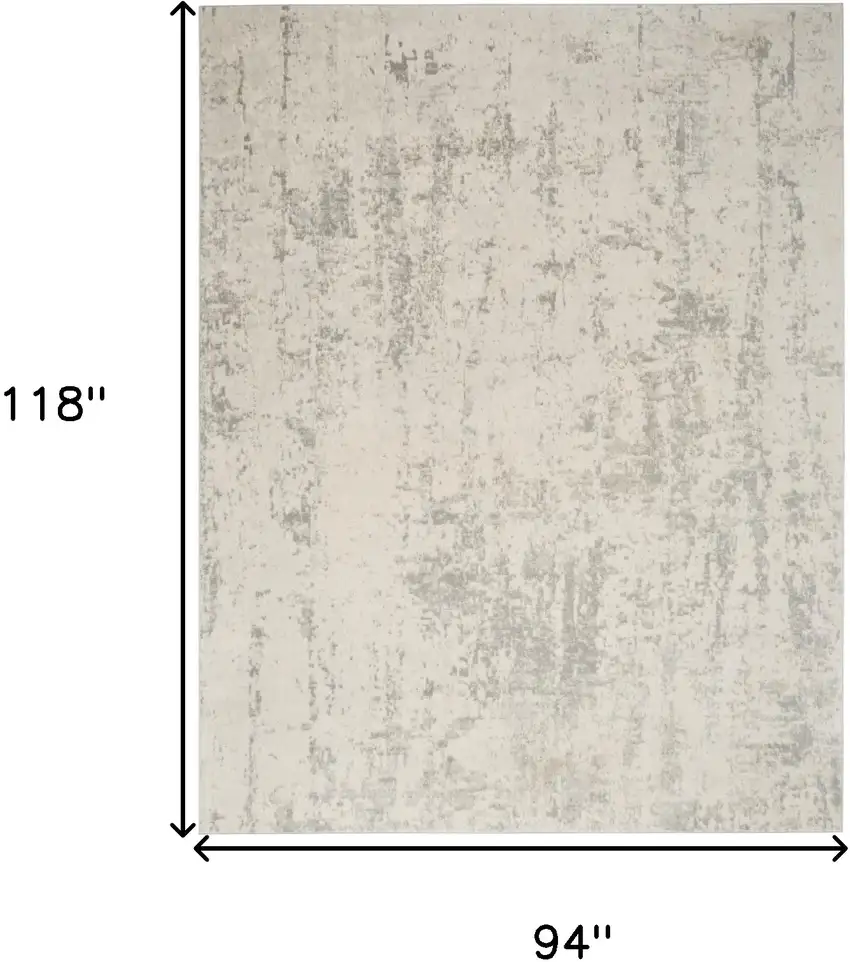 Gray and Ivory Abstract Power Loom Area Rug Photo 3
