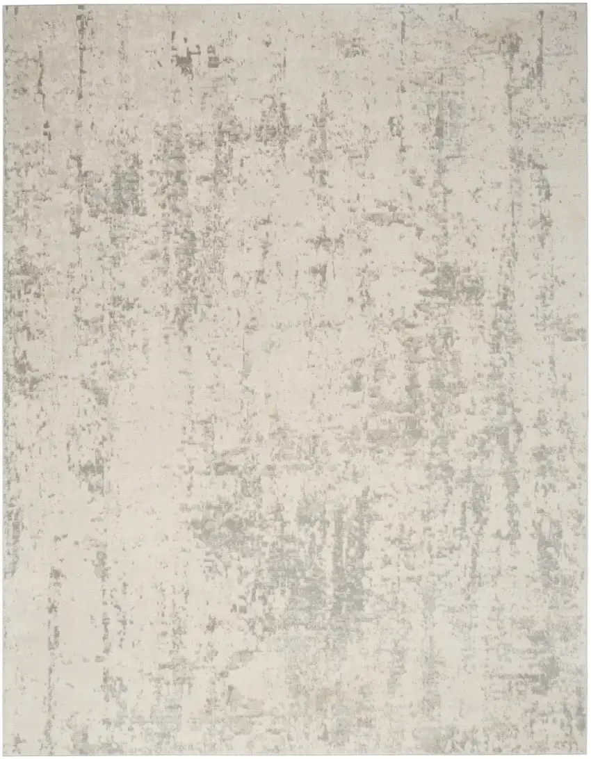 Gray and Ivory Abstract Power Loom Area Rug Photo 2