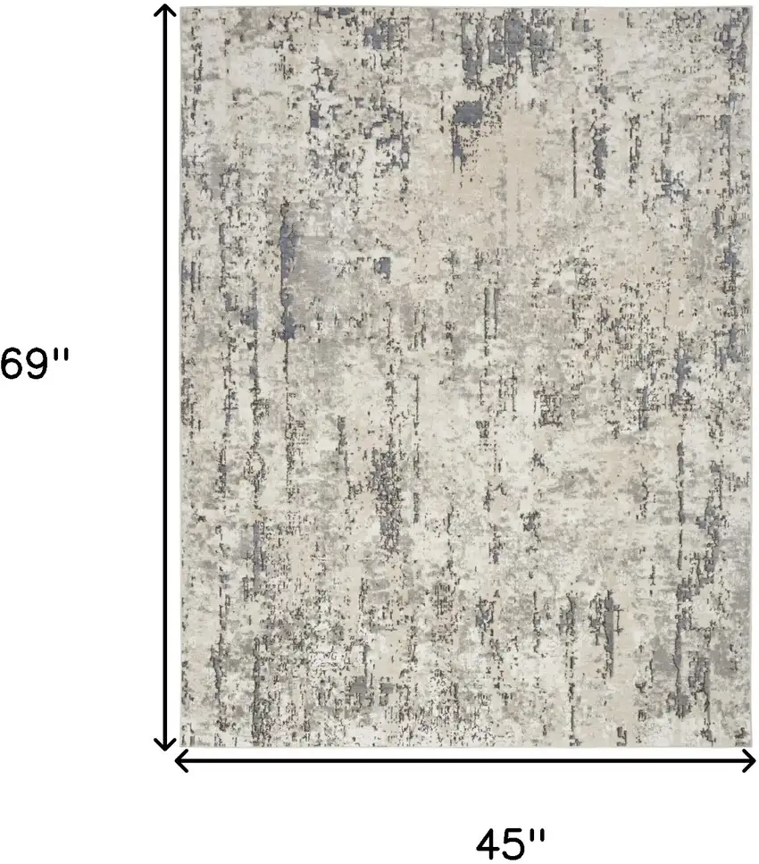 Gray and Ivory Abstract Power Loom Area Rug Photo 3