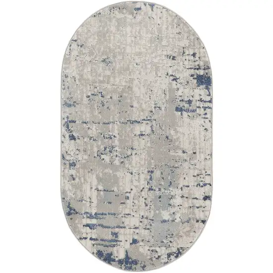 Gray and Ivory Abstract Power Loom Area Rug Photo 4