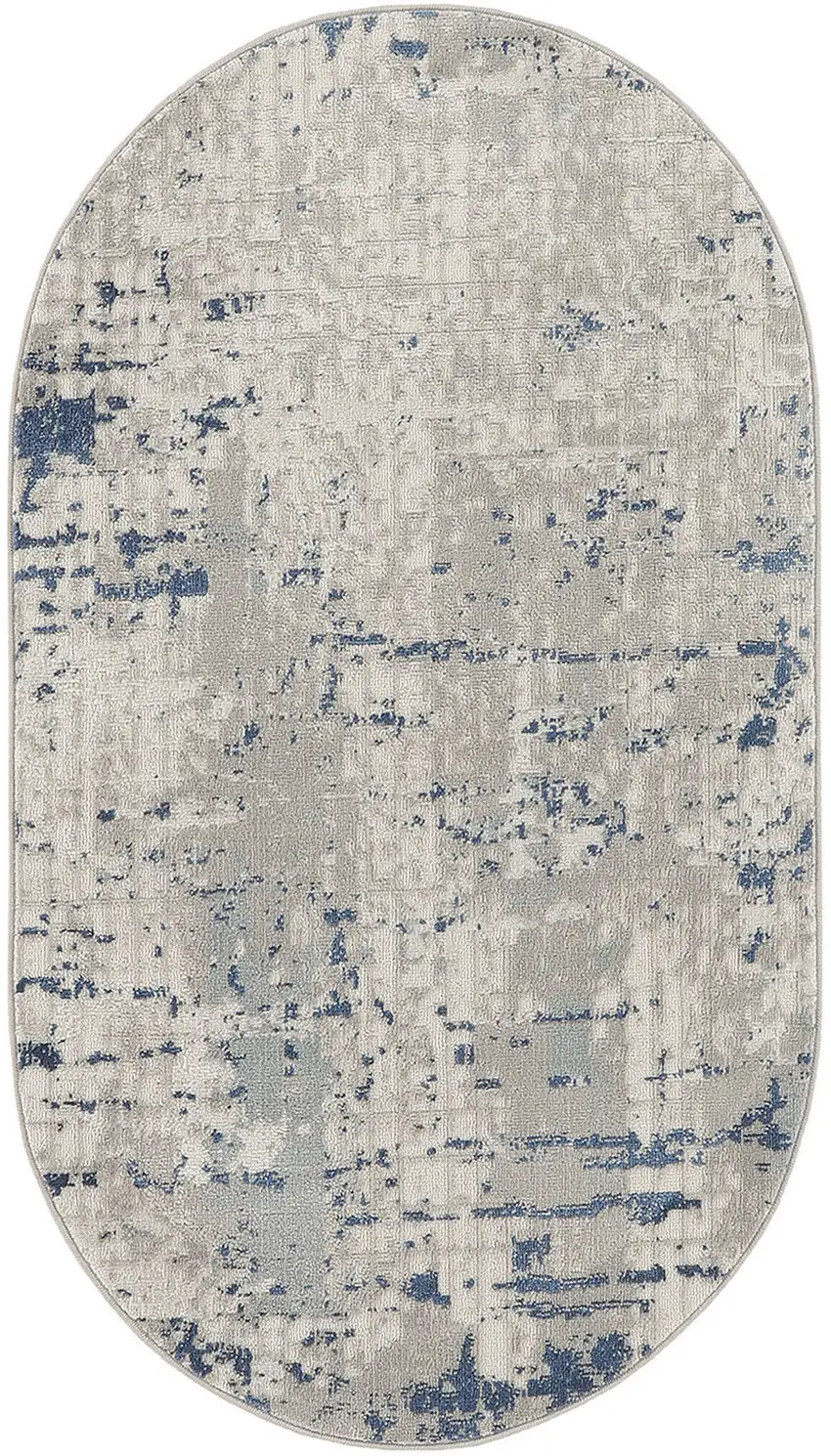 Gray and Ivory Abstract Power Loom Area Rug Photo 6