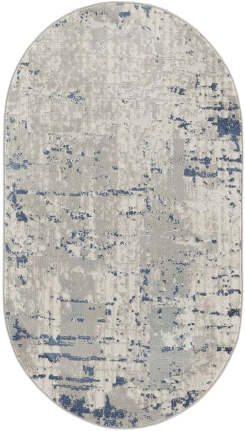 Gray and Ivory Abstract Power Loom Area Rug Photo 2