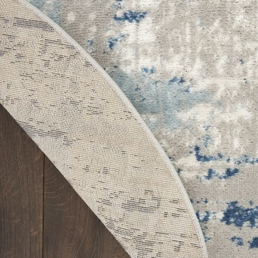 Gray and Ivory Abstract Power Loom Area Rug Photo 8
