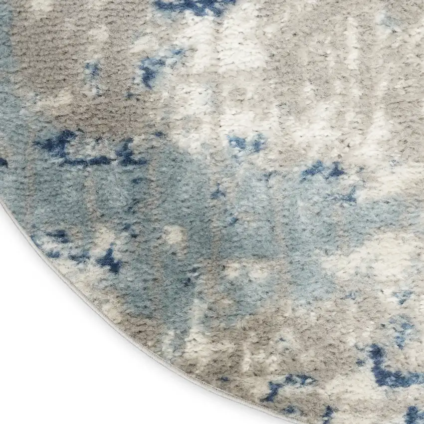 Gray and Ivory Abstract Power Loom Area Rug Photo 6