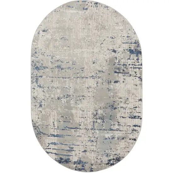 Gray and Ivory Abstract Power Loom Area Rug Photo 5