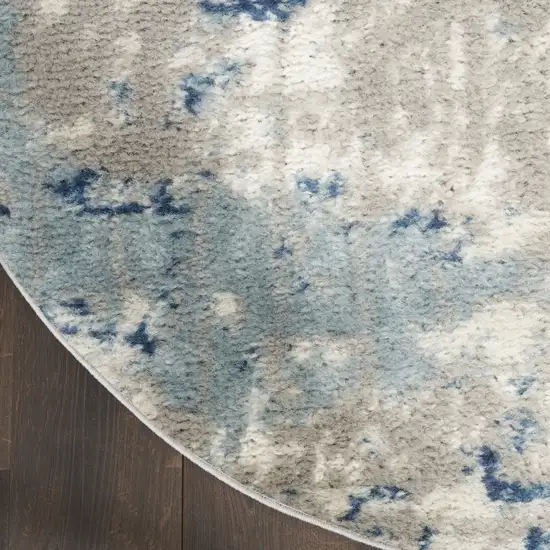 Gray and Ivory Abstract Power Loom Area Rug Photo 9