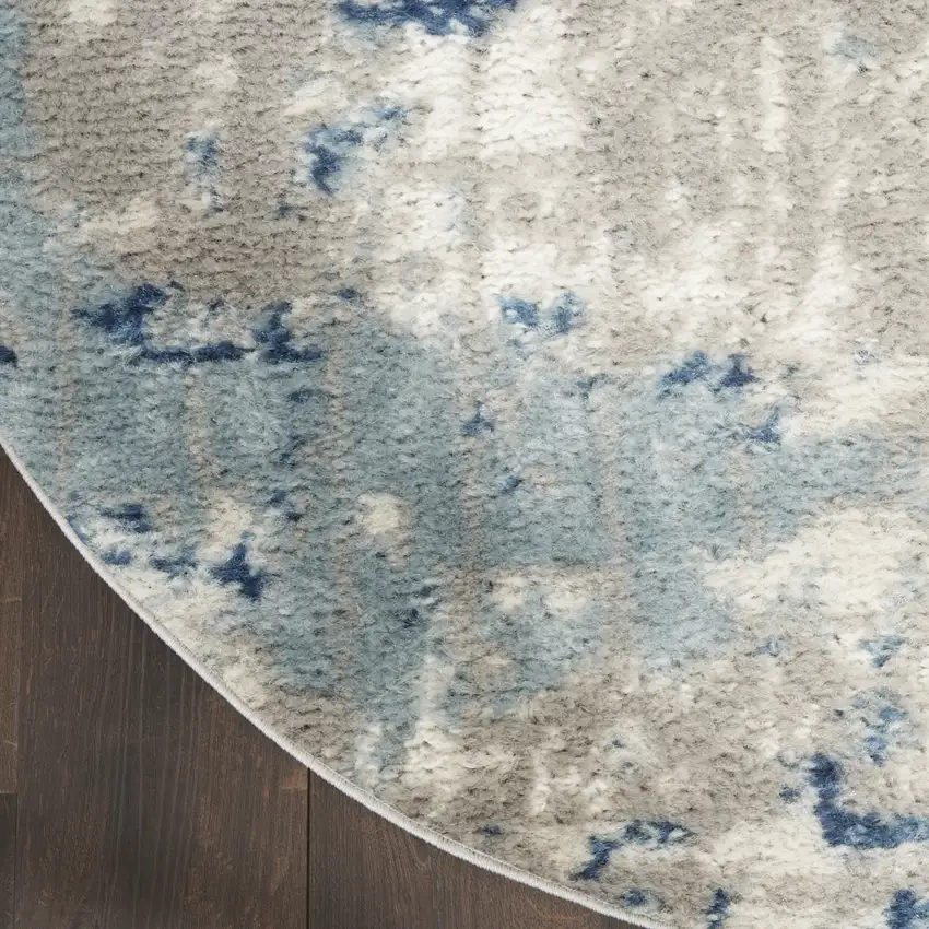 Gray and Ivory Abstract Power Loom Area Rug Photo 9
