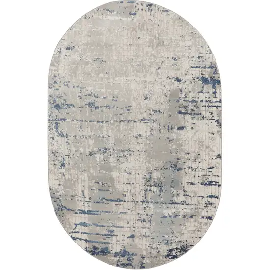 Gray and Ivory Abstract Power Loom Area Rug Photo 4