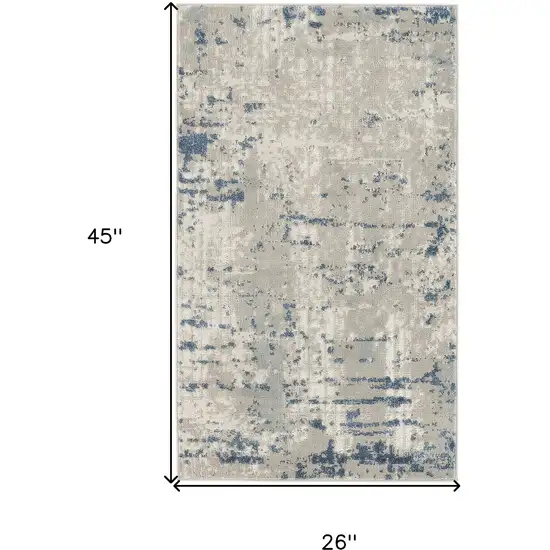 Gray and Ivory Abstract Power Loom Area Rug Photo 3