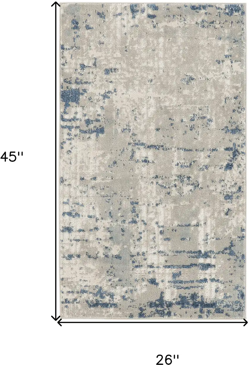 Gray and Ivory Abstract Power Loom Area Rug Photo 3