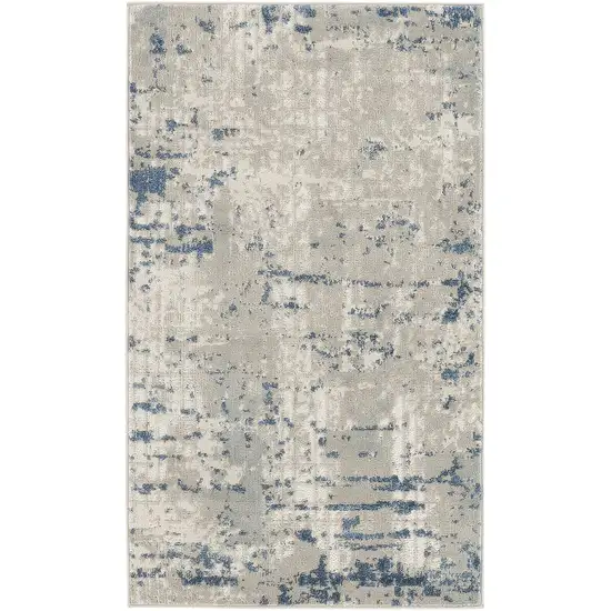 Gray and Ivory Abstract Power Loom Area Rug Photo 4