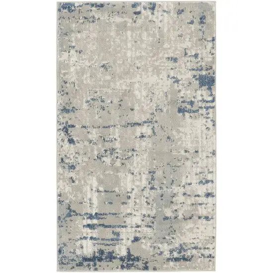 Gray and Ivory Abstract Power Loom Area Rug Photo 3