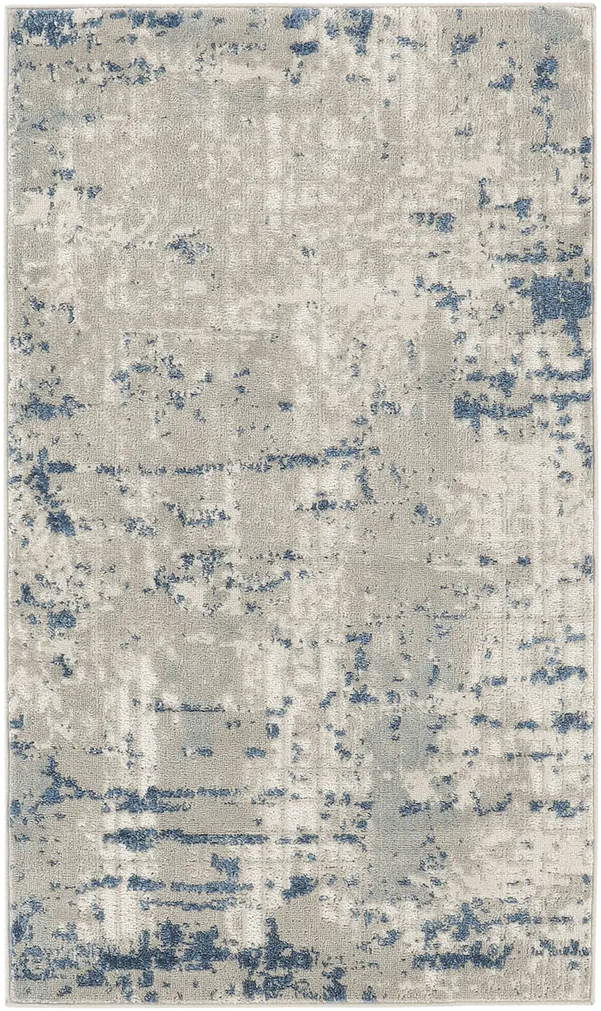 Gray and Ivory Abstract Power Loom Area Rug Photo 3