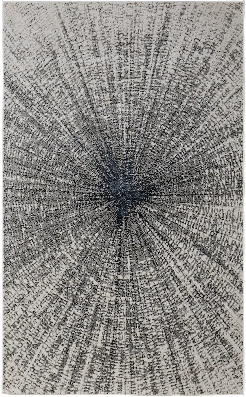 Gray and Ivory Abstract Power Loom Area Rug Photo 2