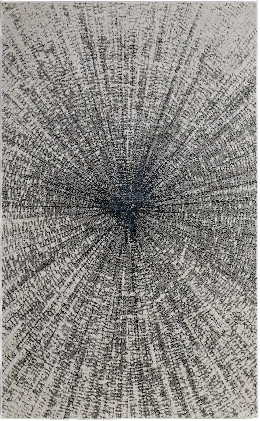 Gray and Ivory Abstract Power Loom Area Rug Photo 2