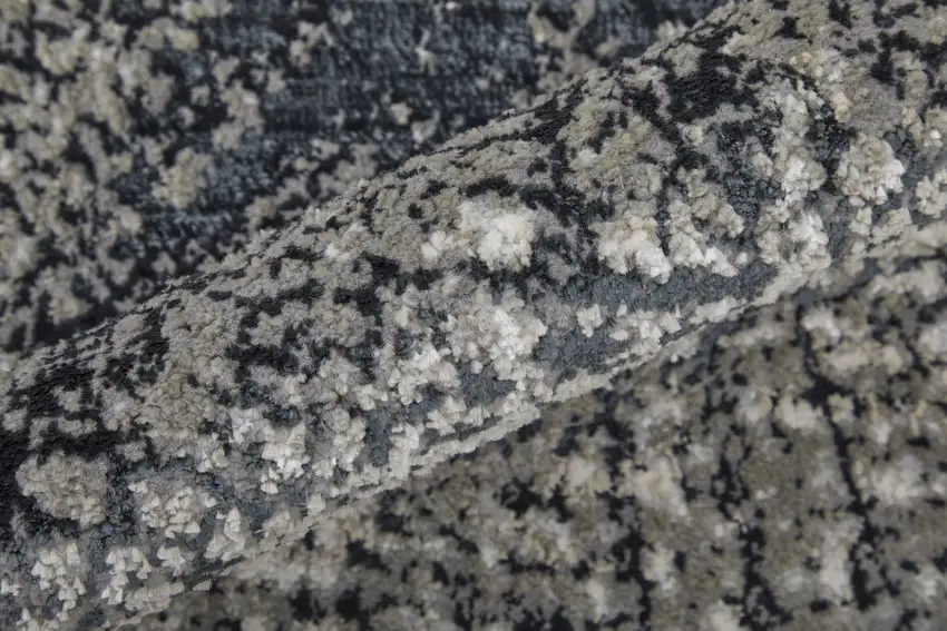Gray and Ivory Abstract Power Loom Area Rug Photo 9