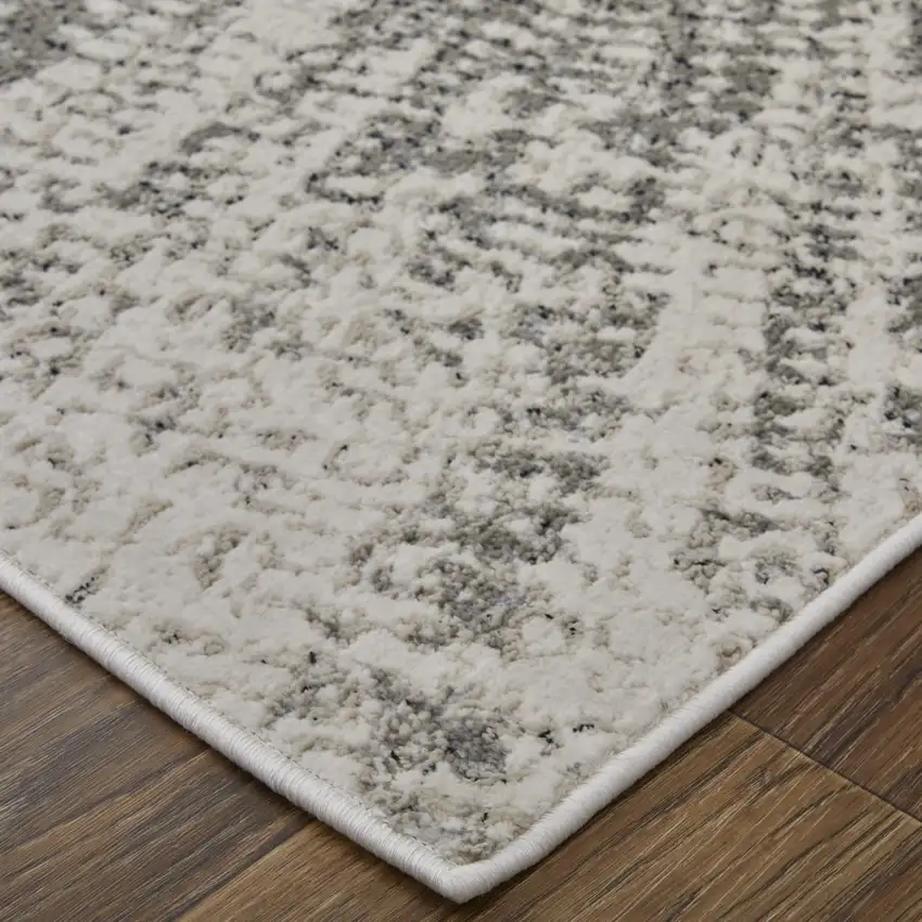 Gray and Ivory Abstract Power Loom Area Rug Photo 8