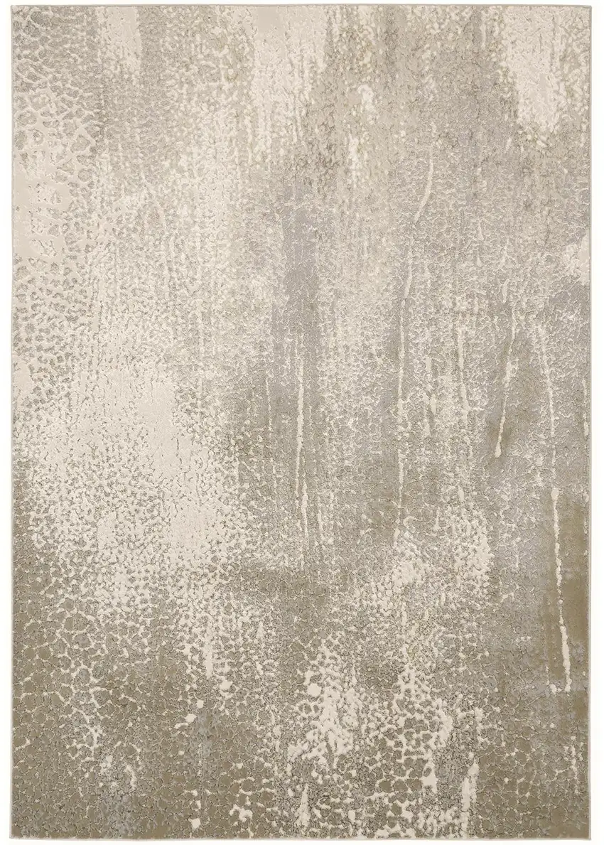 Gray and Ivory Abstract Power Loom Area Rug Photo 2