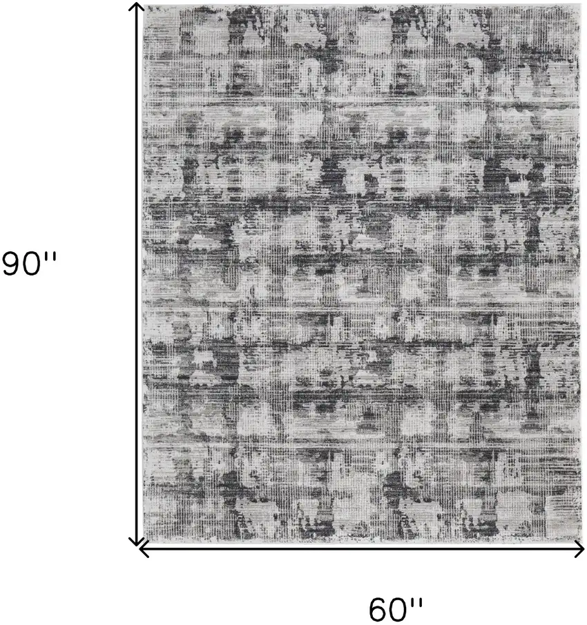 Gray and Ivory Abstract Power Loom Area Rug Photo 3