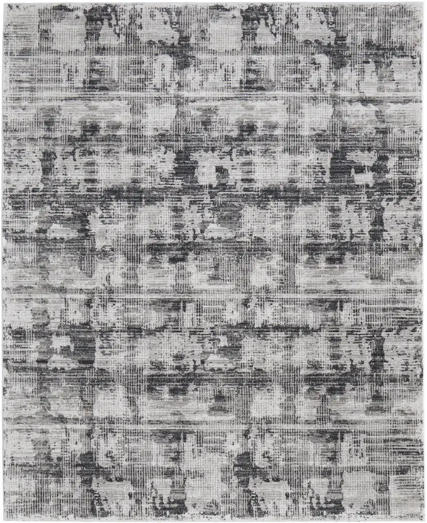 Gray and Ivory Abstract Power Loom Area Rug Photo 6