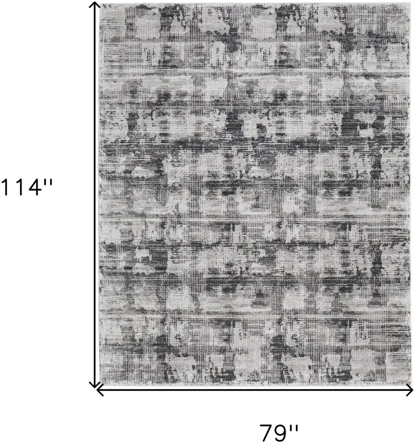 Gray and Ivory Abstract Power Loom Area Rug Photo 3