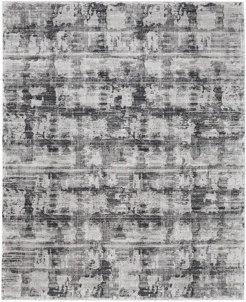 Gray and Ivory Abstract Power Loom Area Rug Photo 2