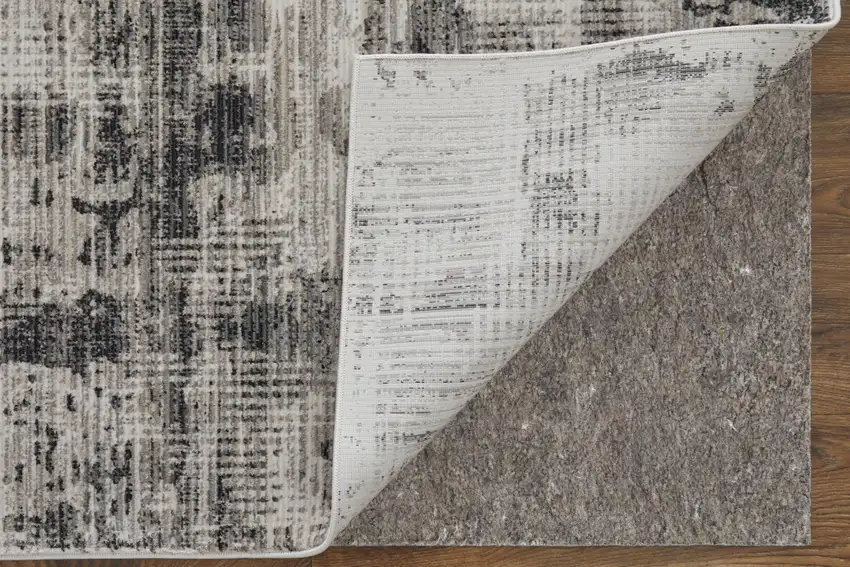 Gray and Ivory Abstract Power Loom Area Rug Photo 7