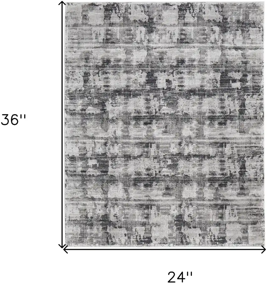 Gray and Ivory Abstract Power Loom Area Rug Photo 3