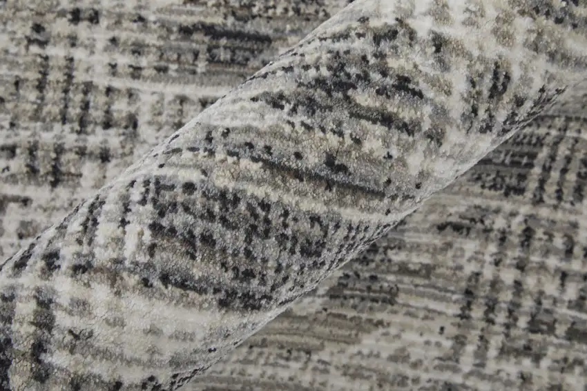 Gray and Ivory Abstract Power Loom Area Rug Photo 8