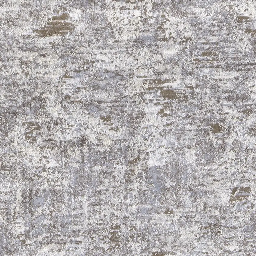 Gray and Ivory Abstract Power Loom Distressed Runner Rug Photo 5