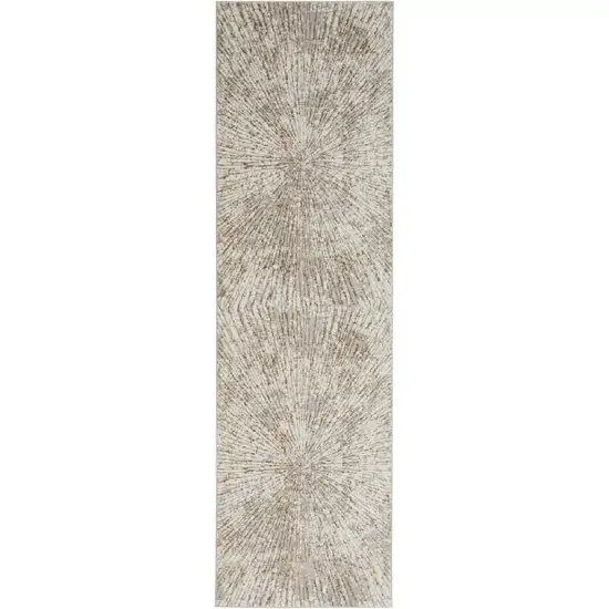 8' Gray And Ivory Abstract Runner Rug Photo 2