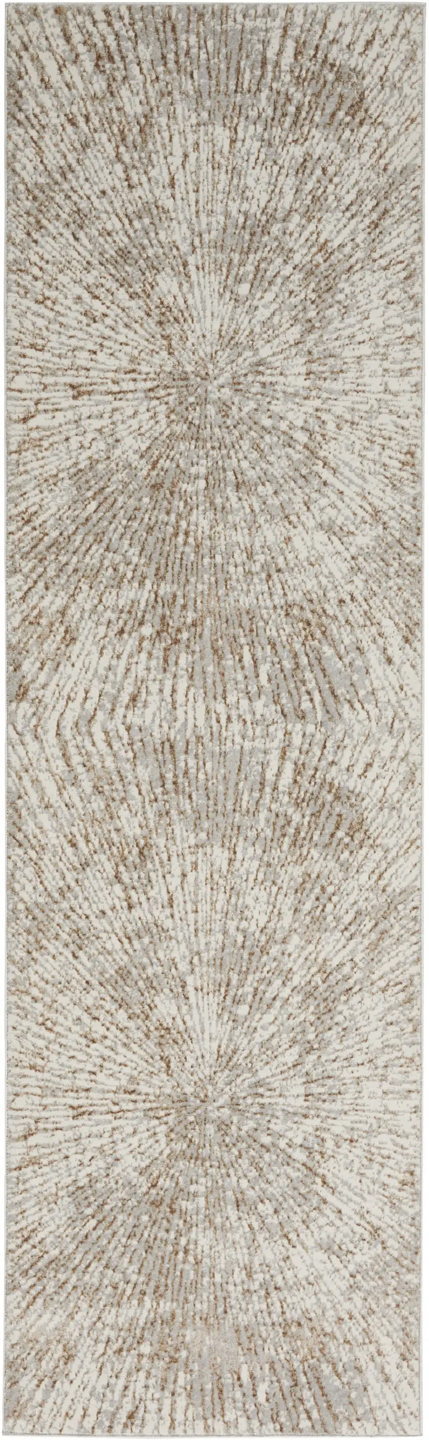 8' Gray And Ivory Abstract Runner Rug Photo 2