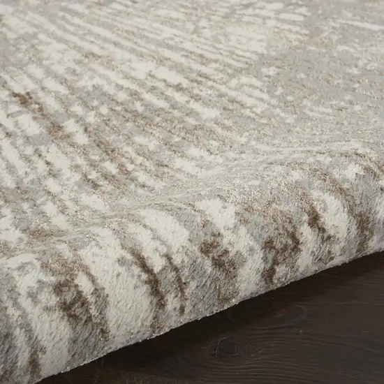 8' Gray And Ivory Abstract Runner Rug Photo 8