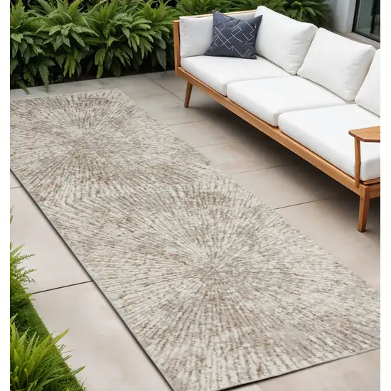 8' Gray And Ivory Abstract Runner Rug Photo 1